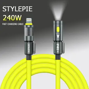 STYLEPIE 240W Fast Charger: LED - Illuminated, Soft Silicone Data & Charging Cable, High - Speed Smartphone Charging Cord, Compatible with Most Phone Cases, Ideal for Dark Environments