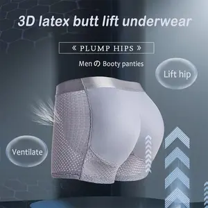 Men Trunks Built-in Fake Hip Lifter Enhancer Shorts Boxer Briefs Padded Underwear,Plump hip Thickened sponge padded panties, Shapewear Underpants Nylon Breathable