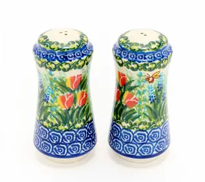 Lidia's Polish Pottery Hand Painted Tall Salt & Pepper Shakers