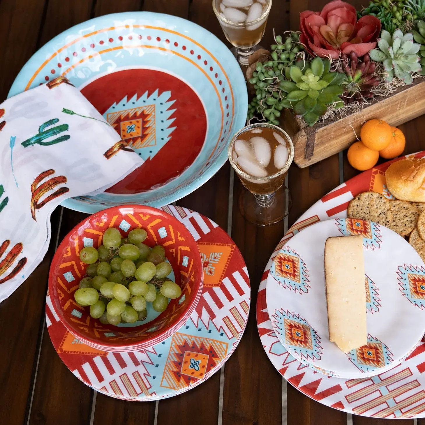 Southwest Motif 14PC Melamine Dinnerware Set