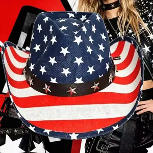 American Flag Western Cowboy Hat Unisex Hard Shell UV Protection Mult Styles Outdoor Sports Cap