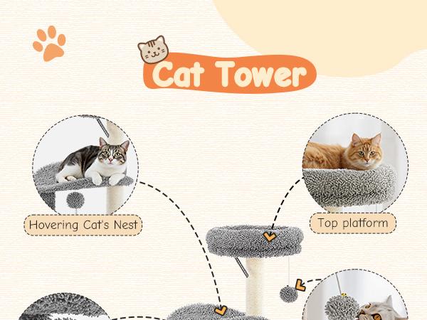 33 Inch-Cat Climbing Shelf,  Indoor Playhouse, Post Cascading Cat Climbing Shelf,Cozy Nest, Durable, Space-Saving Design, Gift for Pet Owners