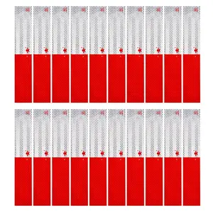 Reflective Tape, 2" * 12" * 20 Pack Red/White Self-Adhesive Outdoor Waterproof Safety Caution Warning Reflective Tape Trailer Reflector for Cars, Trucks, Trailers, Boats, Road Signs
