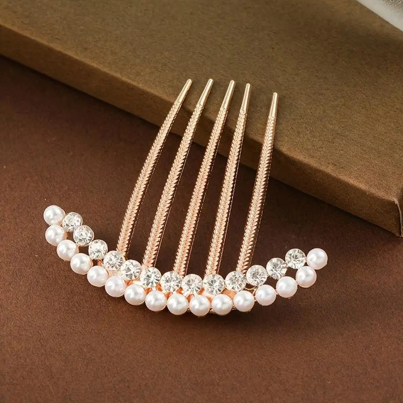 Rhinestone Decorated Hair Insert Comb, Elegant Hair Side Comb for Women, Heatless Styling Tools for Women & Girls Daily Use, Hairpins, Clip, Fashion Hair Accessories