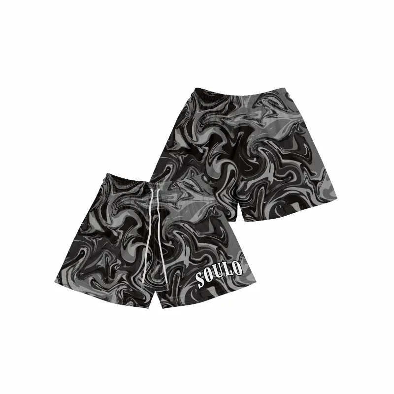 Men's Marble Print Casual Shorts, Fitted Cut 5-Inch Inseam Breathable Mesh for Streetwear Outfits, Gym, and Beachwear