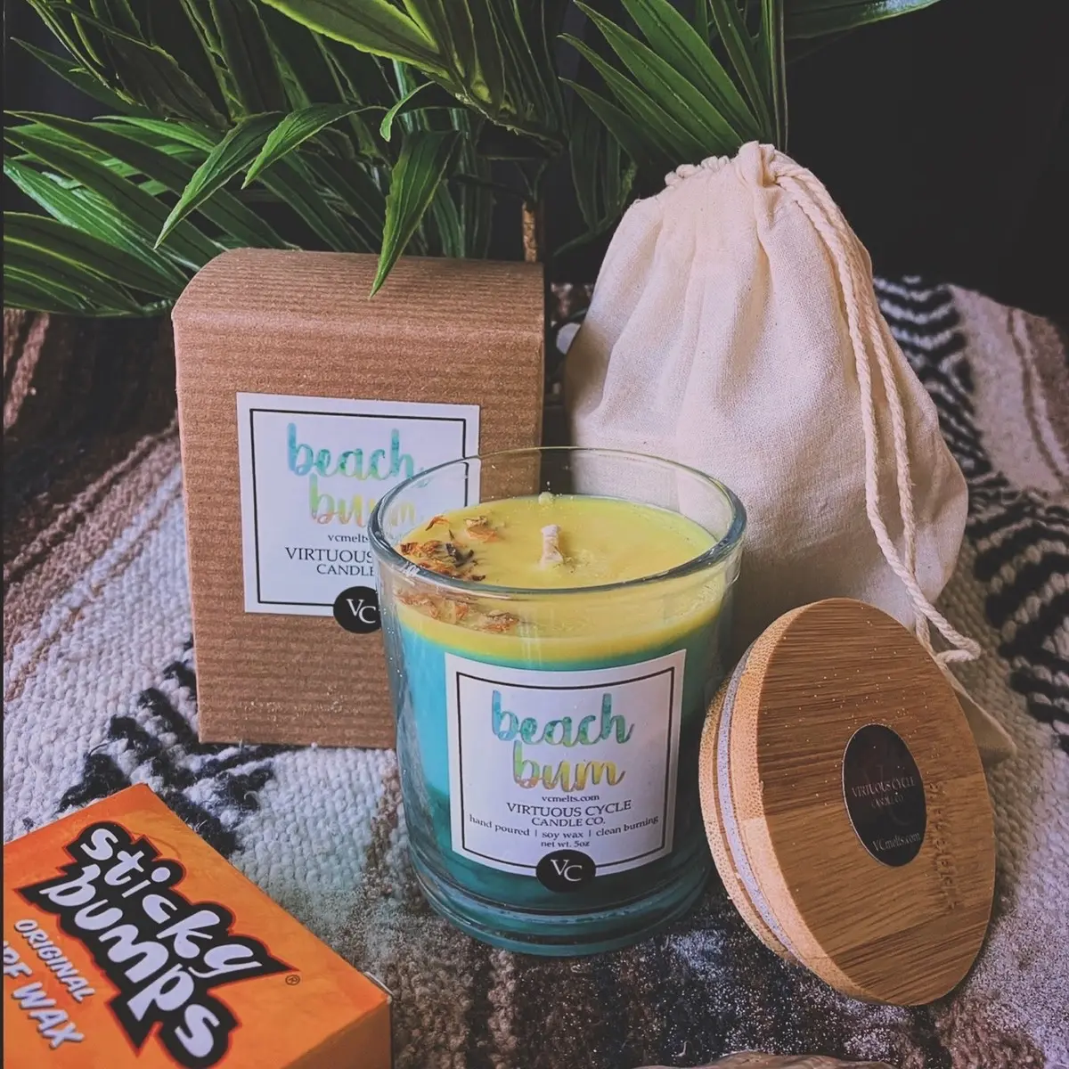 Beach Bum Coconut &Vanilla scented Soy Surf Candle Birthday Gift Home Decor