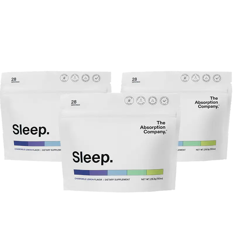 The Absorption Company Melatonin-Free All Natural Sleep Aid Powder Supplement With Saffron, Magnesium & Chamomile for Deep Sleep & Stress Reduction - Chamomile Lemon Flavor
