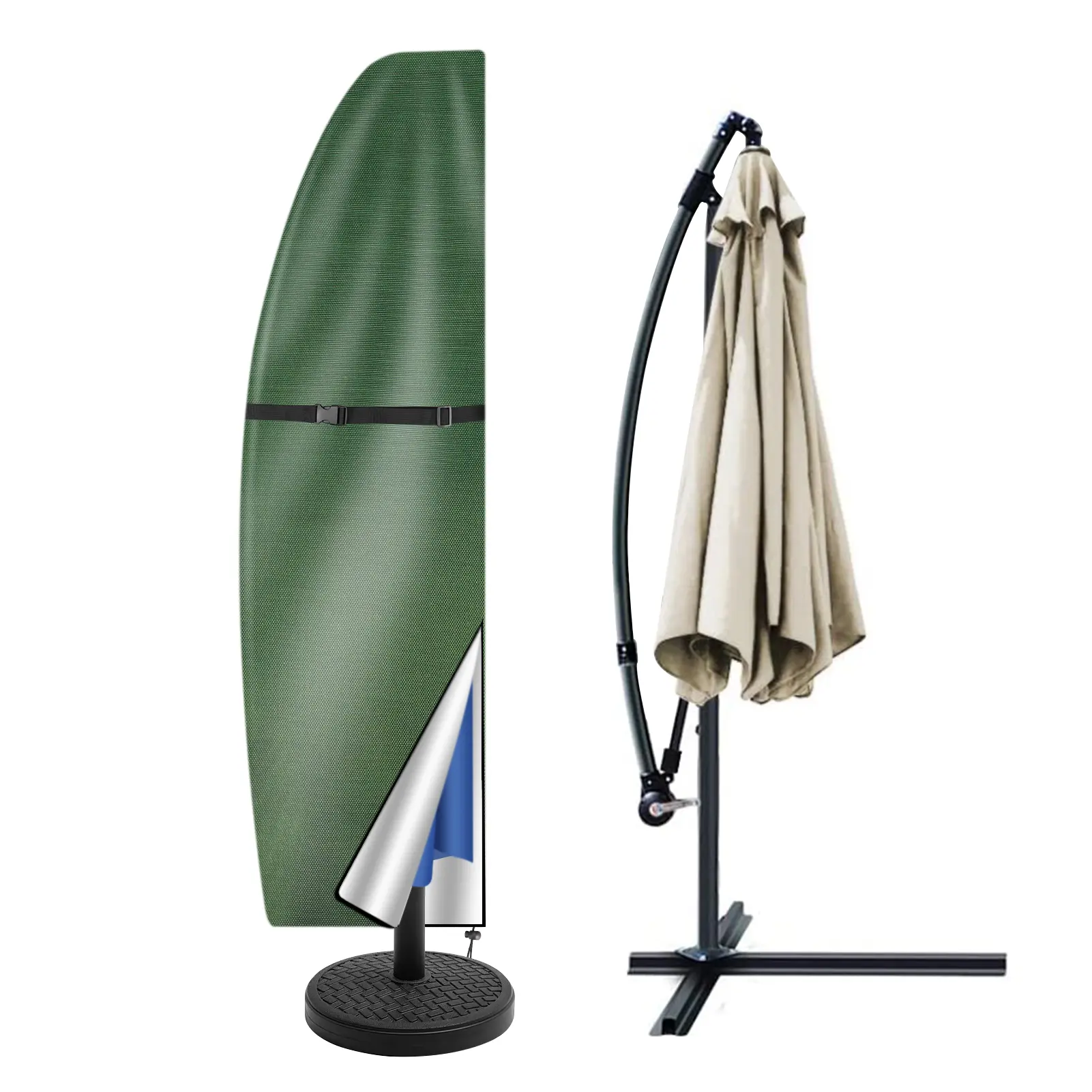 Heavy-Duty Patio Parasol Cover, Durable Polyester All-Weather Protection, Fits 7.5-13 Ft Curved & Straight Umbrellas for Patio, Garden Outdoor Furniture