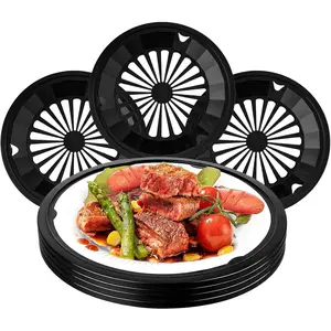 12 Packs Paper Plate Holders, Heavy Duty with Snap-in Grooves, 10 Inch Reusable Plastic Paper Plate Holders Supports for Picnic Party Dinner (Black)