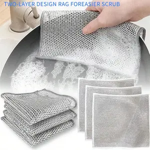 Dishwashing Cloth 12pcs 5pcs 7.87inch, Multipurpose Wire Dishwashing Rags, Non-Scratch Wire Dishcloth, Kitchen Cleaning Supplies