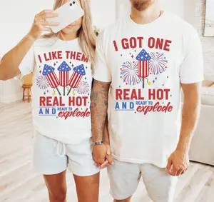 [Sale Up To 50%] Funny 4th of July Couple T-Shirts, Adult Humor Matching Shirts for Couples, Patriotic USA Tee Set, Independence Day Outfit