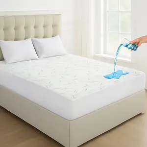 Lux Decor Bamboo Waterproof Mattress Protector – Cooling Quilted Soft Breathable Skin-Friendly Noiseless Mattress Cover, Elastic Fitted with 16” Deep Pocket, Durable & Easy-Care Bedding Protection