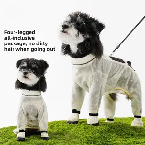 Dog dust pants Thin breathable can be towed out with four-legged smock waterproof and anti-dirty pet dog clothes