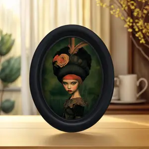 Elegant Gothic Portrait Frame, Oval Shape, Victorian Style, Perfect for Room Decoration, Dark Fantasy Design, Women's Artwork