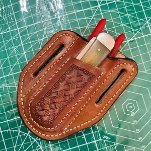 Hand Tooled Trapper & 4-5 inch knipex cobra Leather pouch sheath
