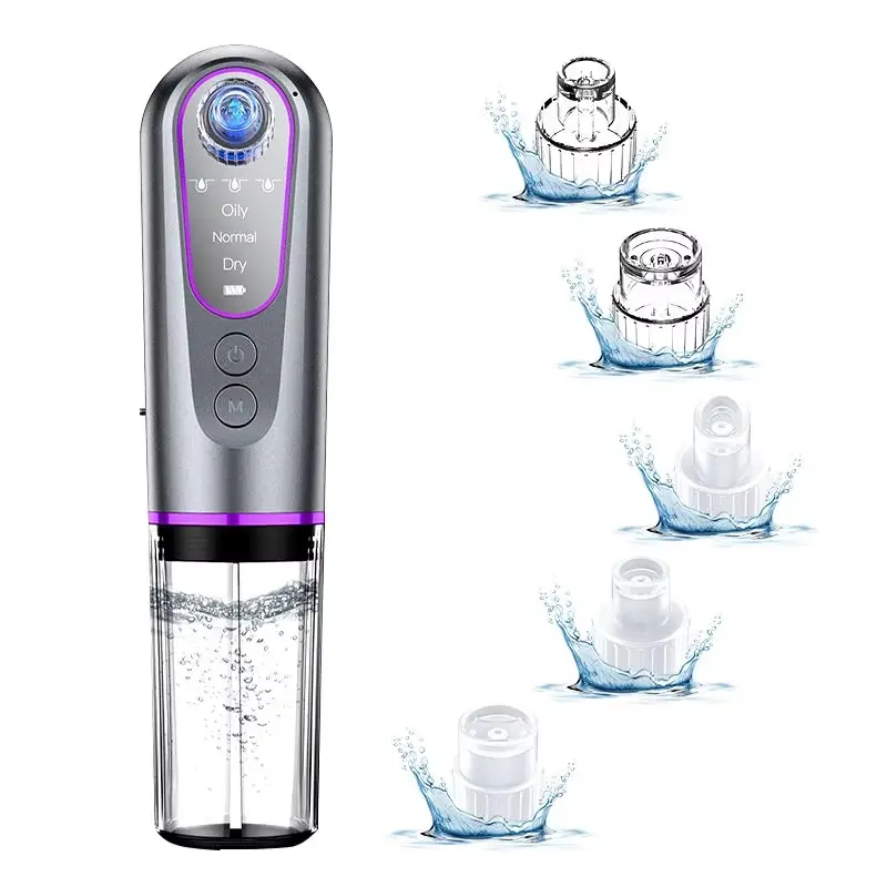 Small Bubble Facial Pore Cleanser Beauty Instrument, 2-In-1 Home Facial Cleaner, 3 Suction Levels, 5 Replaceable Heads, Deep Cleaning & Skincare