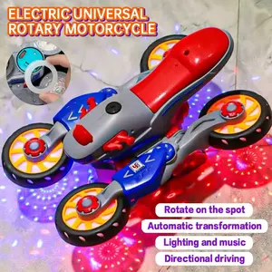 Cool Durable Four-Wheel Motorcycle, Stunt Spin Drift, Unidirectional Walking, Colorful Lights Music Transforming Motorcycle (no Battery)