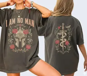 I Am No Man 2 Sides LOTR Lord of the Rings T-Shirt , Book Lover Shirt, Fantasy Merch Shirt, Feminist Shirt, Reading Fandom Shirt EHW