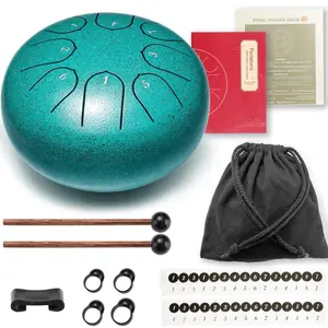 Malachite Steel Tongue Drum 6 Inch 8 Notes Hand Drums with Bag Sticks Music Book for Sound Healing and Yoga