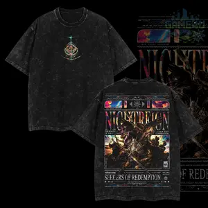 GameLife4U Retro NIGHTREIGN T-Shirt 100% Premium Cotton Oversized Washed Classic Fit Menswear Top Casual Graphic Tee Soft American-Made