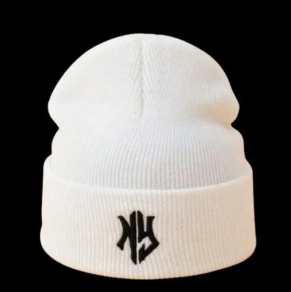 Classic White NY Embroidered Beanie Hat for Ultimate Winter Warmth & Style hats
