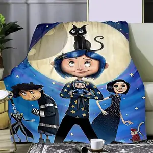 Coraline Blanket Animated Movie Flannel Blanket Suitable For Sofa Beds Living Rooms Suitable For Children And Adults Birthday Gifts Home Decoration  Christmas Blanket A multi-functional and beautiful blanket suitable for decoration, use and as a gift.