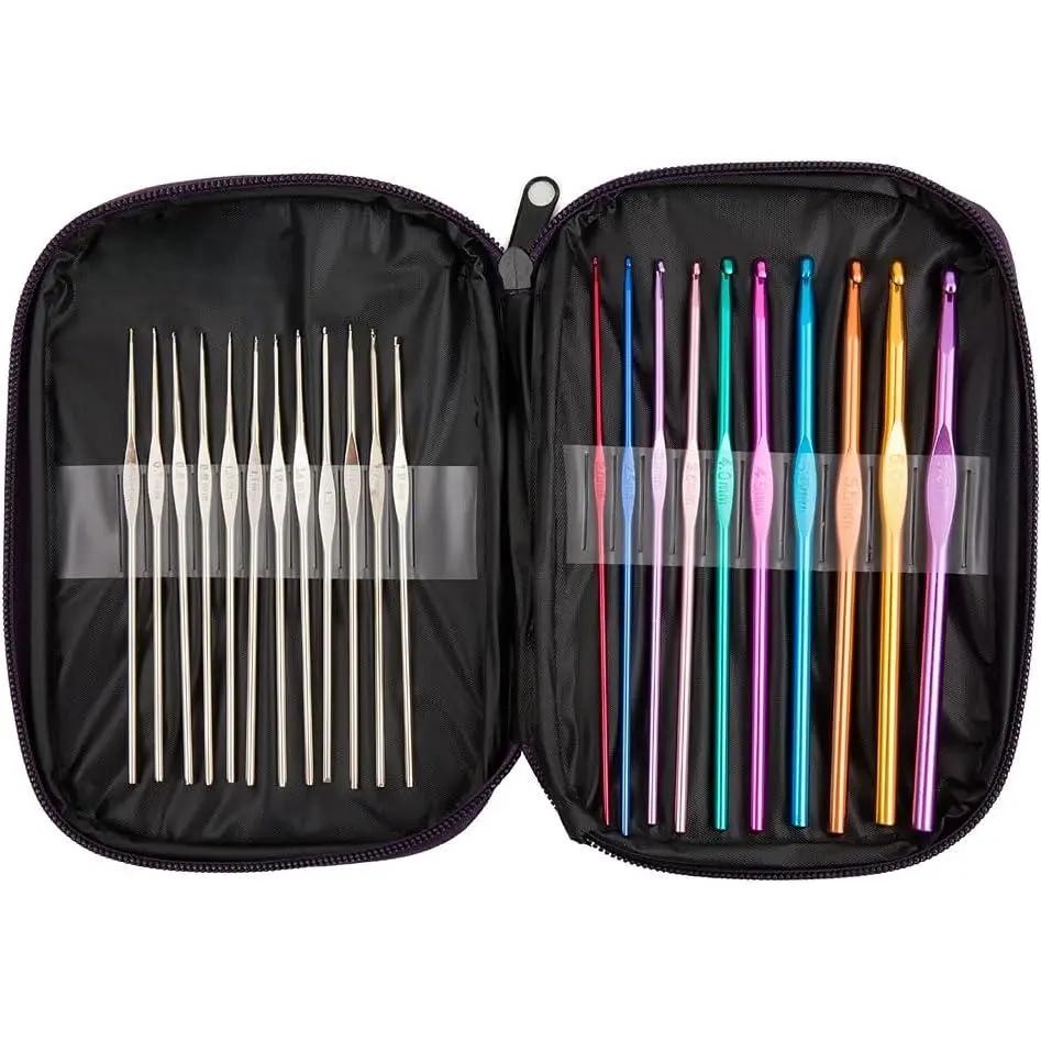 22Pcs Crochet Hooks Set, BetyBedy Aluminum Handle Knitting Needles, Multicolor Crochet Needles for Yarn Craft, 0.6~6.5mm,