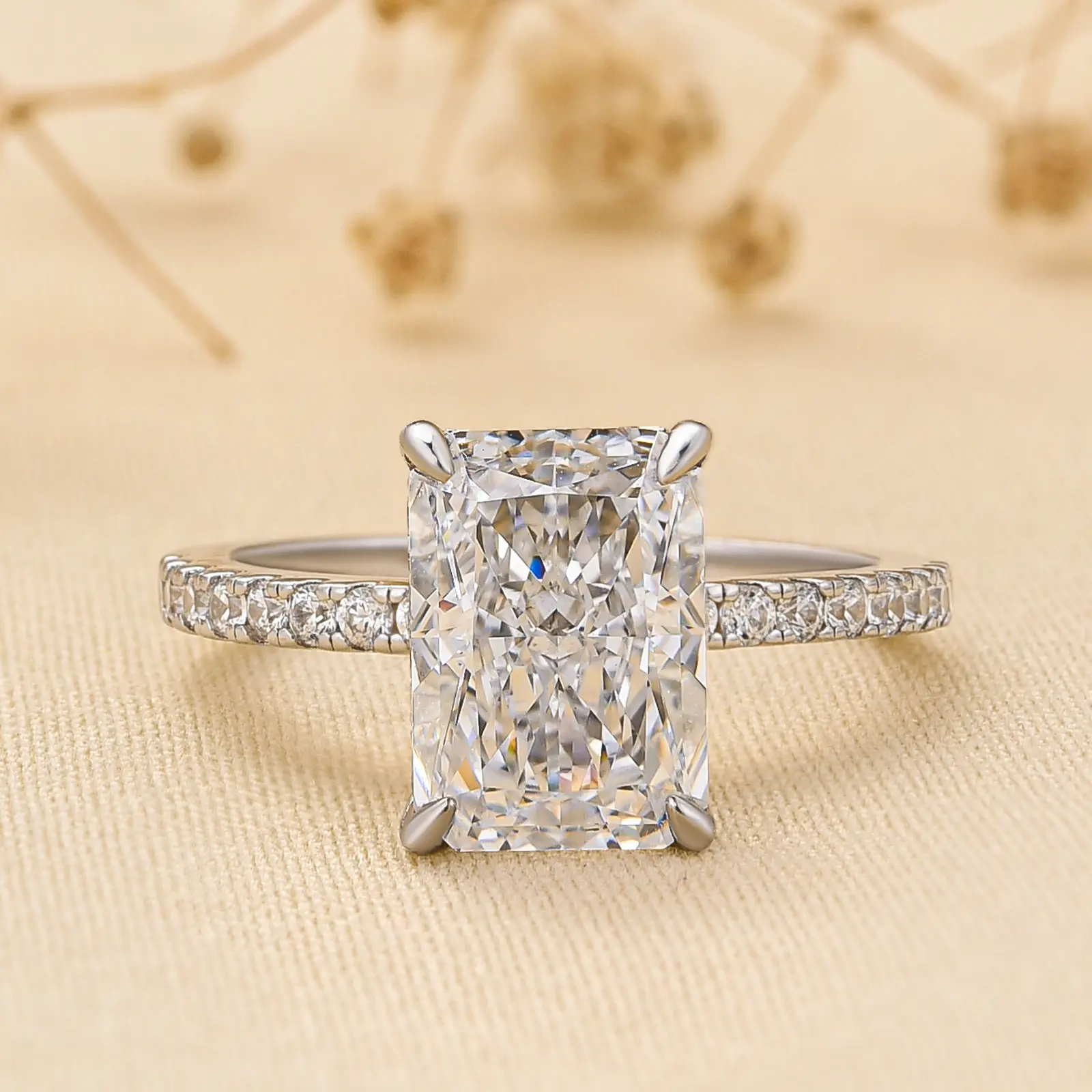 Effinny Jewelry 3.5ct Radiant Cut Engagement Ring, S925 Sterling Silver Women's Ring, 5A Cubic Zirconia Promise Ring for Daily Wear, Wedding Engagement Ring, Adults