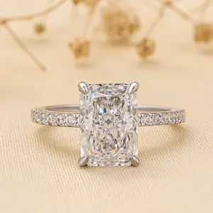 Effinny Jewelry 3.5ct Radiant Cut Engagement Ring, S925 Sterling Silver Women's Ring, 5A Cubic Zirconia Promise Ring for Daily Wear