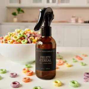 Fruity Cereal Milk Room Spray - Cereal Milk Linen Spray - Sweet Nostalgic Home Fragrance - Fruity Sugar Air Freshener - 4 oz Glass Bottle