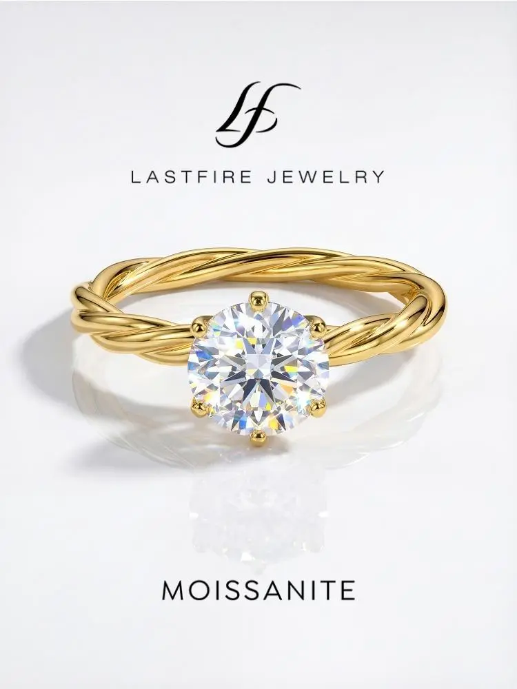 Real 1CT Moissanite Diamond Twisted Vine Rings For Women Original 925 Sterling Silver  Fine Luxury Jewelry