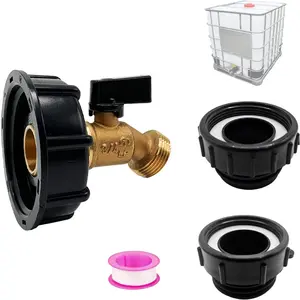 275-330 Gallon Water  IBC Tote Adapter 2.36" Coarse Thread Brass Hose Faucet Water Shut-Off Valve with Ball Valve, Garden Hose Connector Replace Valve Part, IBC Water  Fitting Part