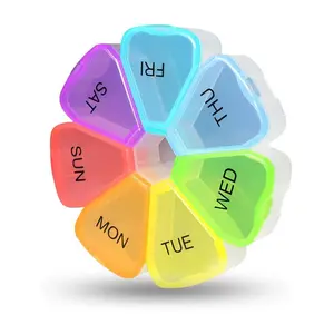 7-day Pill Organizer, 1 Count Flower Shaped Weekly Pill Medicine Organizer, Portable Weekly Pill Box for Home School Office Dormitory Travel, Vitamin Organizer