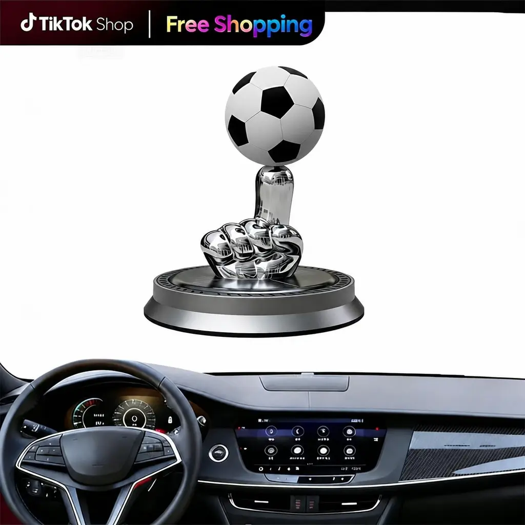 Soccer-shaped car air freshener, solar-powered soccer car aromatherapy, rotating solar car air freshener Gift for Football Fanatics and Drivers