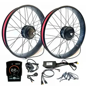 Dual Motor Kit 26inch 48V1000W Electric Fat Bike Hub Motor 2x500W Double Drive 2WD EBike Conversion 26x4.0 inch Wheel Front & Rear Drive