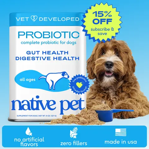 Native Pet Probiotics for Dogs - Dog Probiotics Powder for Digestive Health, Gut Support, & Immune Boost – Vet-Formulated Powder for Maximum Potency with Digestive Enzymes & Prebiotics