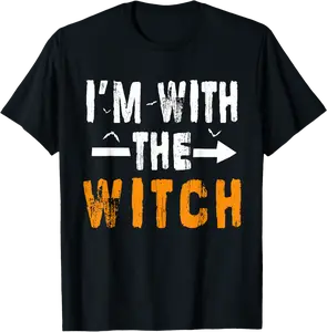 Mens I'm With The Witch Funny Halloween Costume Couples T-Shirt - 67B0C9KJ4VQQ