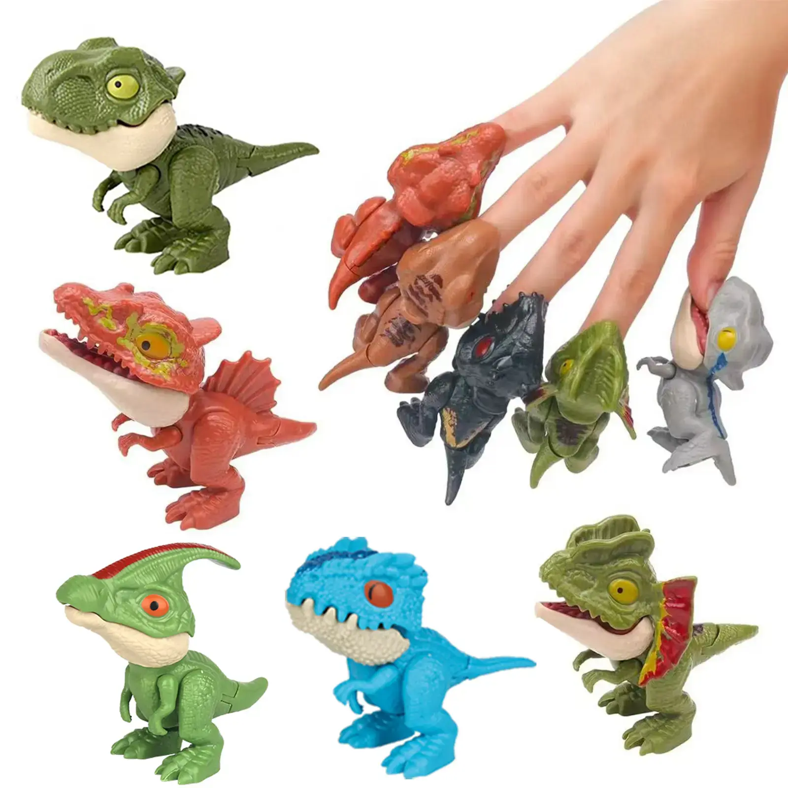 Jurassic World 5-Piece Dinosaur Action Figure Model Set - Articulated Movable Figurines with Painless Biting, Movable Mouth, Kids 3+ Toys, Party Favors, Birthday Gifts