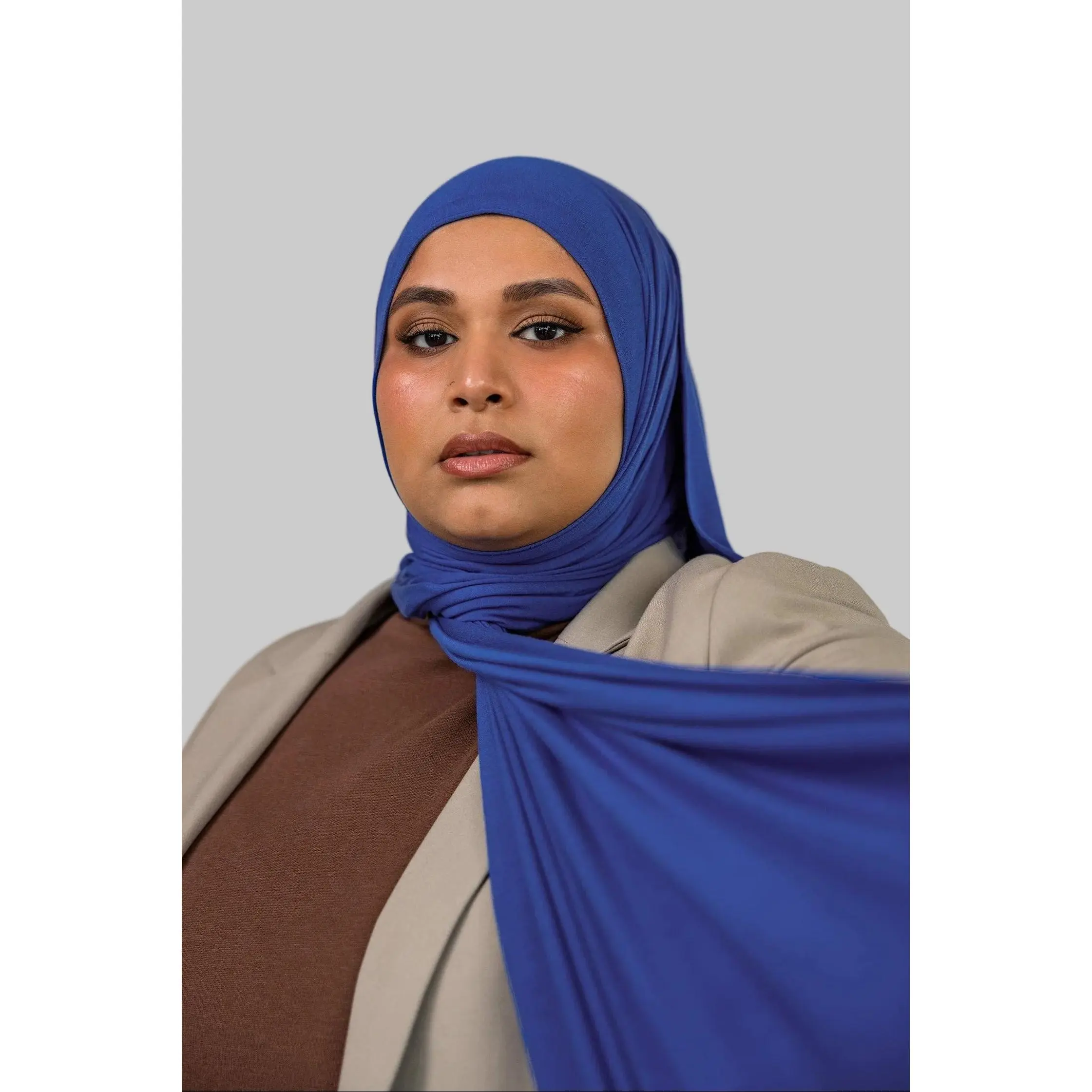 VELA Muslim Modest Ocean Blue Square Jersey Lite Hijab - 4-Way Stretch Modal Fabric, Lightweight, Soft, Breathable, Effortless Fit for Daily Wear