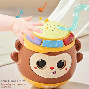 Swinging Monkey Hand Clap Drum Toy, Multifunctional Lights Music Rhythm Projection, Promotes Hand Eye Coordination, Early Education Gift, Musical Light Up, Infant