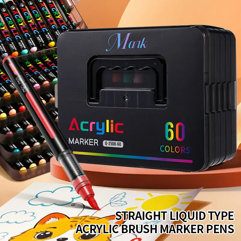 Brush Tip Acrylic Paint Markers - Automatic Ink Control, Waterproof Vibrant Paint Pens, Arts & Crafts Supplies for DIY Crafts, Ceramic, Glass, Stone, Wood Holiday & Birthday Decorations