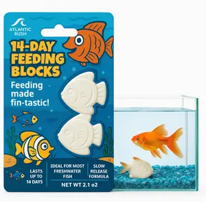 Vacation Feeder for Aquarium - 14 Day Feeder Block - Slow Release Fish Food for Betta, Goldfish & Tropical Fish - Aquatic Pet Tank Food (1 Pack of 2 Blocks)