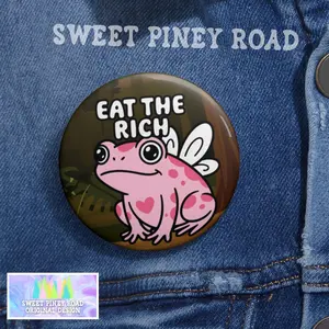 Eat The Rich Pin, Y2k Pink Toad Protest Merch, Cute FDT Button For Rally, Fairy Theme Pinback Buttons, Pro Democracy