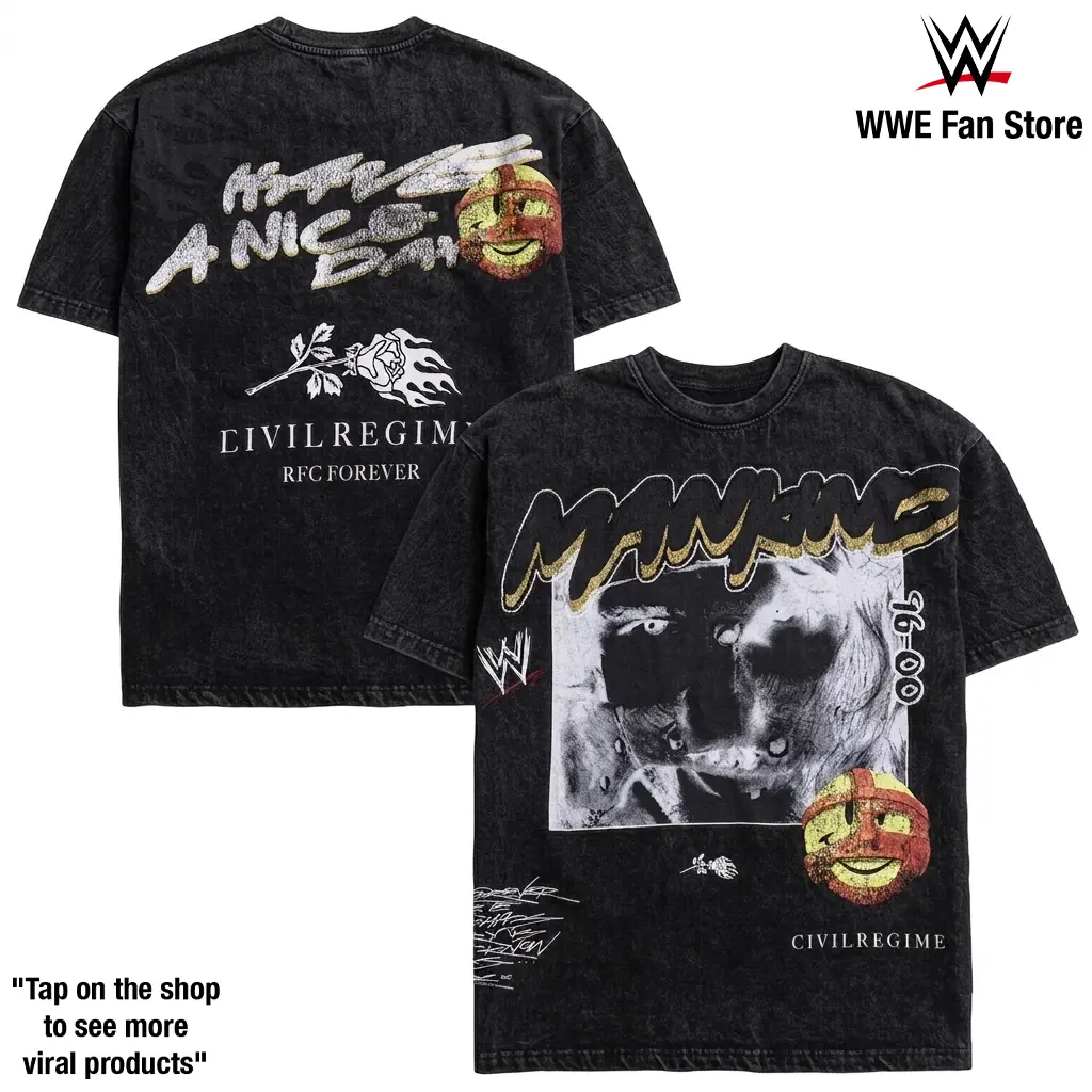 Mick Foley Mankind Bang Bang Graphic T-Shirt, WWE Hardcore Legend Civil Regime Boxy Tee, Cactus Jack Dude Love Hall of Fame Icon, Hell in a Cell Champion Vintage Washed Wrestling Shirt