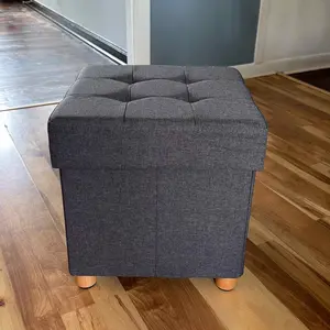 15 Inches Cube Storage Ottoman, Bedroom Bench with Storage
