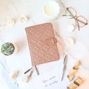 B6 Quilted Vegan Leather Planner Cover With Adjustable Slide Strap Closure