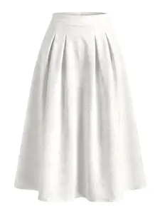 INSPIRE CHIC Women's Floral Jacquard Skirts Flared High Waist Cocktail Party Vintage A-Line Midi Skirt