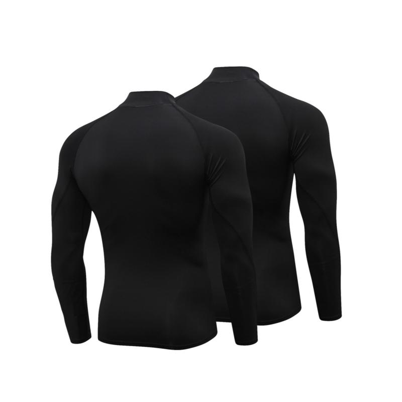 2 Pack Turtleneck Compression Shirts Men Long Sleeve Workout Undershirts for Men Tights Basketball Running Athletic Base Layer Tops workout tops Gym Tee High Performance Activewear