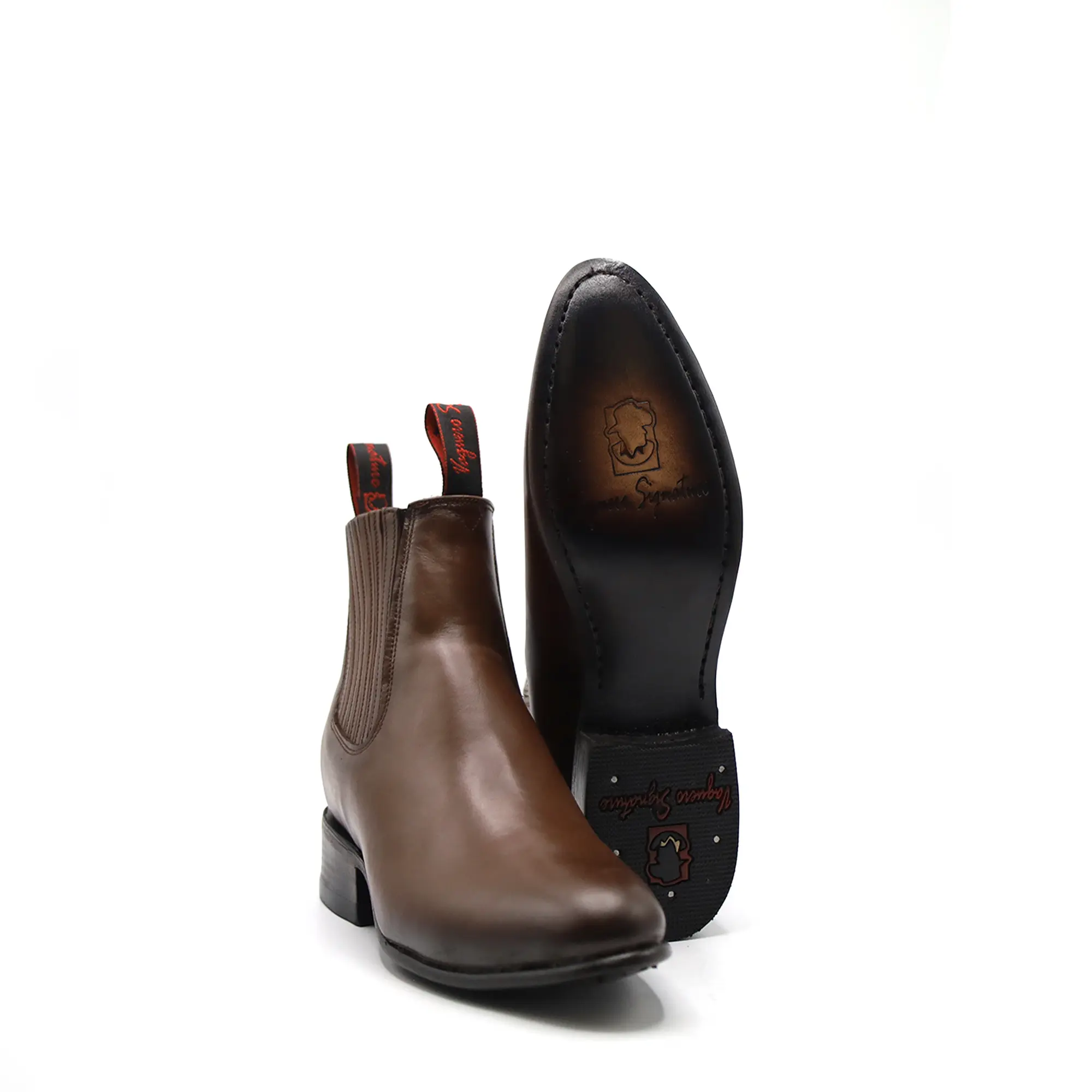 2693150 - Men's Vaquero Signature Charro Toe Boots Flor Entera Cafe Difuminado