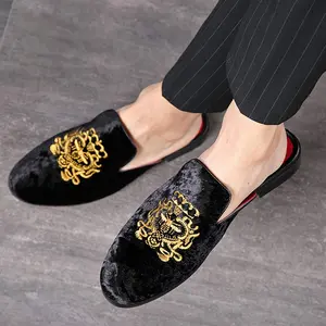 Men's Leather Anti-Abrasion Slippers Velvet Slip-on Loafers